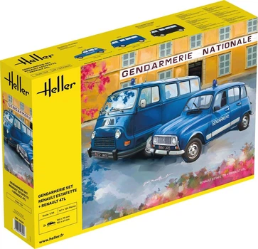 Сборная модель 1/24 авто Gendarmerie Set Renault Estafette + Renault 4TL Heller 50325