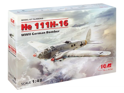 Сборная модель ICM He 111H-16, Немецкий бомбардировщик 2 Мировой войны 48263