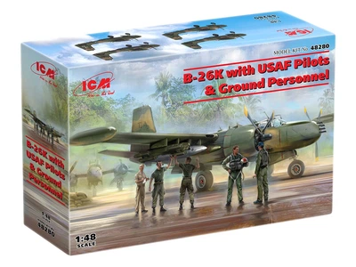 Сборная модель ICM B-26K с американскими пилотами и техниками 48280