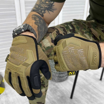 Плотные перчатки Mechanix Start с защитными резиновыми накладками койот размер XL