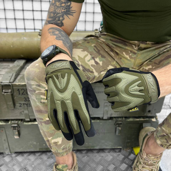 Плотные сенсорные Перчатки Mechanix M-pact с резиновыми вставками олива размер L