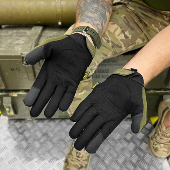 Плотные сенсорные Перчатки Mechanix M-pact с резиновыми вставками олива размер L