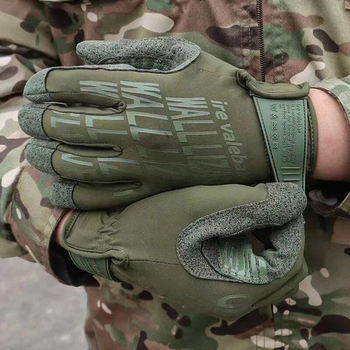 Легкие Защитные Полнопалые Перчатки с сенсорными накладками олива размер L