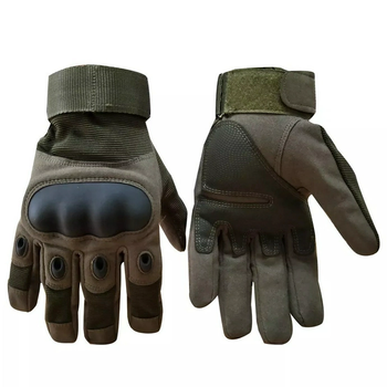 Плотные сенсорные перчатки с антискользкими вставками и защитными накладками олива размер XL