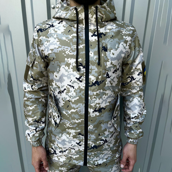Легкая Мужская Куртка светлый пиксель / Удлиненная Ветровка размер 3XL