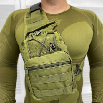 Нагрудная сумка "Triada" Cordura 1000D / Однолямный рюкзак хаки размер 19х27х10 см