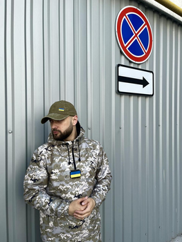 Чоловічий Анорак Terra з шевроном у вигляді Прапора України / Вітровка з капюшоном піксель розмір XL