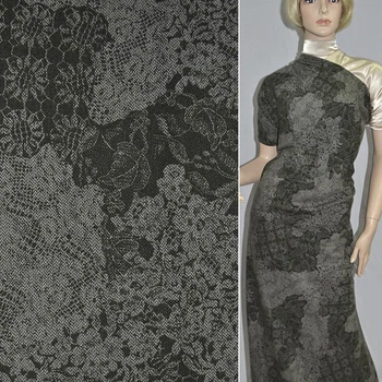 Твид болотно-серый с цветами ш.150 (19605.001)