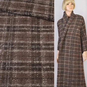 Лоден пальтовый Gerry Weber в клетку серую на коричневом фоне, ш.150 (18860.005)