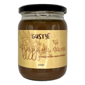 Фундучна паста ТМ "Gustyi" с медом и какао бобами 500г (4825489257648)