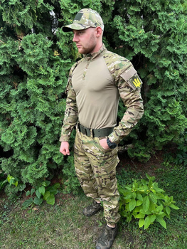 Крепкий мужской Костюм с карманами липучками под шевроны / Полевая форма Убакс + Брюки мультикам размер XL