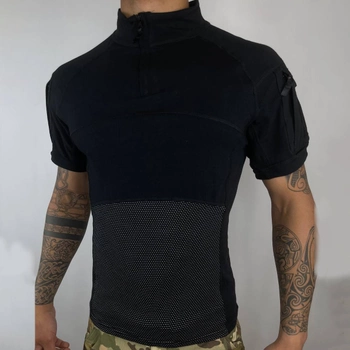 Мужской Убакс Han Wild с короткими рукавами и карманами / Прочная уставная Рубашка черная размер L