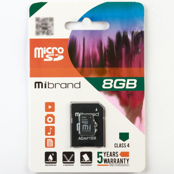 MicroSDHC Mibrand 8Gb Class 4 (Adapter SD)