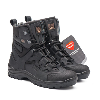 Универсальные кожаные Берцы с мембраной / Демисезонные Ботинки на двухкомпонентной подошве черные размер 43