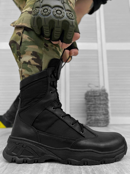 Летние Мужские Ботинки из натуральной кожи черные Легкие Бережки на резиновой подошве размер 44