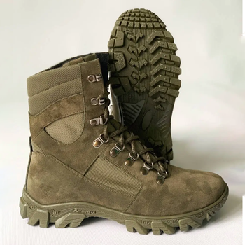 Утеплені Берці з натуральної шкіри з підкладкою Airtex / Зимові черевики у кольорі олива розмір39