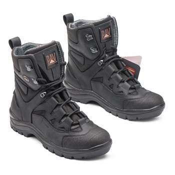 Универсальные кожаные Берцы с мембраной / Демисезонные Ботинки на двухкомпонентной подошве черные размер 46