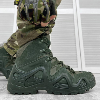 Мужские кожаные Ботинки АК на гибкой полиуретановой подошве / Водонепроницаемые Берцы олива размер 41
