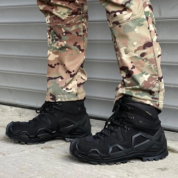 Демисезонные мужские Ботинки Single Sword с мембраной / Нубуковые водонепроницаемые Берцы черные размер 38