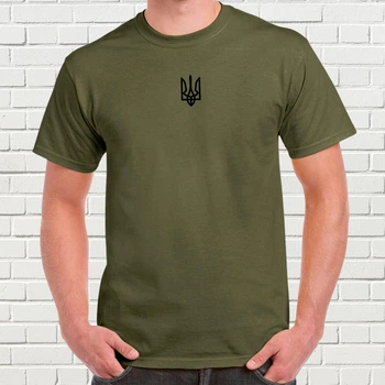 Футболка з вишивкою чорного тризуба чоловіча Millytary Green S (988647-14-1)