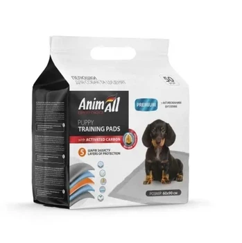Пеленки AnimAll Puppy Training Pads с активированным углем тренировочные для собак и щенков, 60х90 см, 50 штук