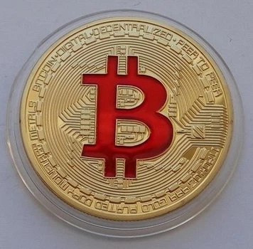Позолоченная сувенирная монета Bitcoin Red 2013 — коллекционный подарок для криптоэнтузиастов