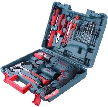 Дрель ударная Ronix RS-0001 650 В + набор инструментов 8 шт + сверла 12шт (6970206842749)