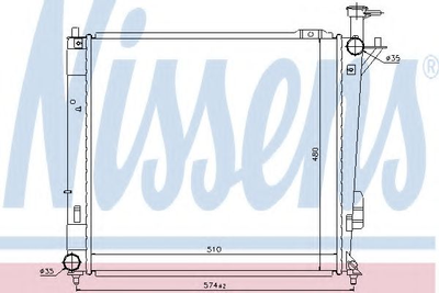 Радиатор охлаждения двигателя HYUNDAI SANTA FE CM 06- 2.0 CRDi МТ пр-во Nissens Nissens (67518)