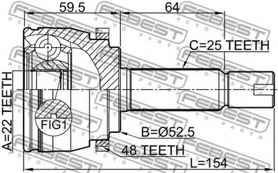 ШРУС наружный KIA, HYUNDAI FEBEST Febest (1210SOLA48)