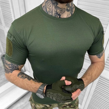 Мужская футболка Single Sword CoolPass приталенного кроя с липучками под шевроны хаки размер XL