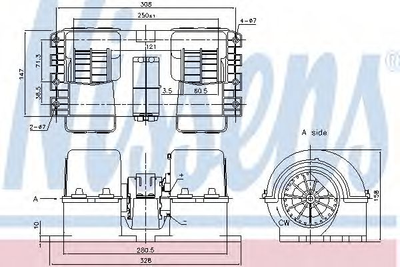 Вентилятор отопителя VOLVO FH 12 93- 340 HP D12/ 3/1993-> пр-во Nissens Nissens (87190)