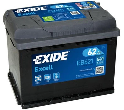 Акумулятор 62Ah-12v Exide EXCELL (242х175х190), L, EN540 Exide (EB621)