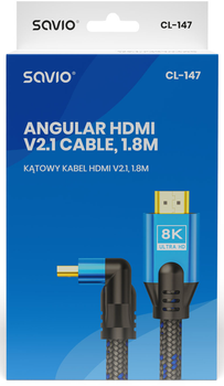 Kabel Savio CL-147 HDMI 1.8 m HDMI Type A Black, Blue (SAVKABELCL-147)