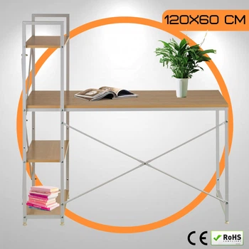 Компьютерный Стол Лофт 120 x 60 см Белый с Боковыми Полками Loran Loft Рабочий Офисный