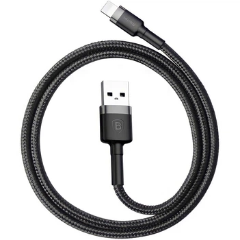 Кабель зарядки Baseus 0.5M 2.4A для Apple Lightning to USB для IOS устройств iPhone iPad Black+Gray (50см)