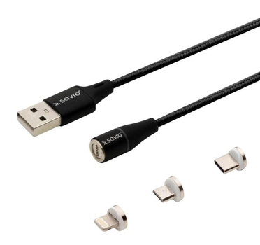 Kabel Savio CL-155 Magnetic 3 w 1 Type-C, Micro USB, Lightning (SAVKABELCL-155)
