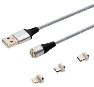 Kabel Savio CL-156 Magnetic 3 w 1 Type-C, Micro USB, Lightning (SAVKABELCL-156)