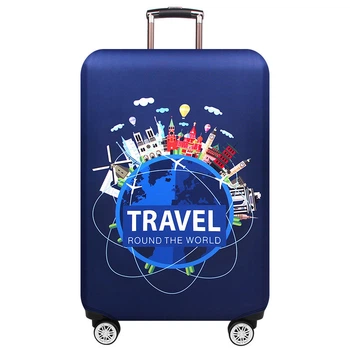 Захисний чохол "Travel Mood" для валізи (Розмір S) з кольоровим принтом, щільний тягнеться матеріал, вирізи під ручки