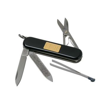 Подарочный складной нож-брелок Victorinox CLASSIC WITH GOLD INGOT 1 GR. 0.6203.87
