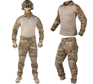 Комплект тактический демисезонный IdoGear G3 штаны ACP + рубашка UBACS + наколенники + налокотники размер S Мультикам