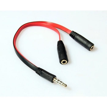 Аудио переходник Kingda B00051 Jack 3.5mm M 4pin - 2 Jack 3.5mm F Audio/MIC red