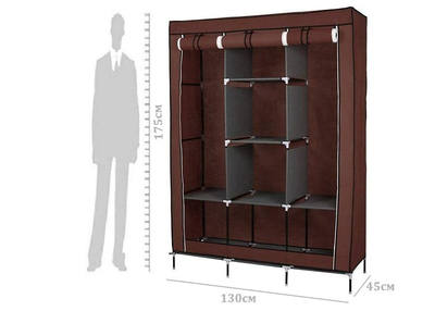 Складной шкаф тканевый STORAGE WARDROBE 175 х 130 х 45 см каркасный Коричневый (ICL44)