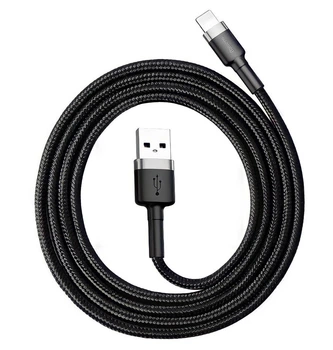 Кабель зарядки Baseus Cafule Cable для Apple Lightning to USB для IOS устройств iPhone/iPad 2 M Black+Grey