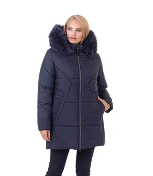 Женский пуховик большого размера зимний UF-fashion LRD-163 песец 58 синий