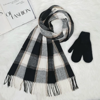 Комплект жіночий зимовий (шарф+рукавиці) M&JJ One size чорний + сірий 8064 - 4135