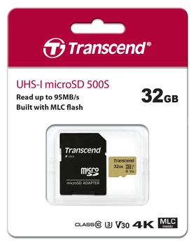 Карта памяти Transcend microSDXC 32GB UHS-I U3 V30 (TS32GUSD500S) с SD-адаптером