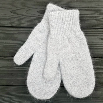 Варежки женские зимние M&JJ (ангора+вискоза+шерсть+ПА) One Size Светло-серый 4105