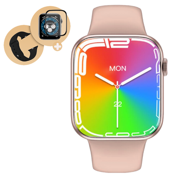 Умные смарт часы AirPro GS8 Plus 45mm Premium Smart Watch Series 8 Gold + Украинское меню Aluminium cпортивные с микрофоном тонометром + ремешок и защитная пленка в подарок