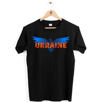 Футболка черная с патриотическим принтом "Украина. Ukraine. Орел с раскрытыми крыльями" Push IT S Кавун