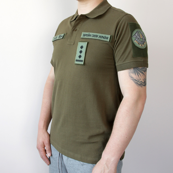 Футболка поло с липучками, качественная футболка Олива/Хаки котон, армейская рубашка под шевроны (размер S)